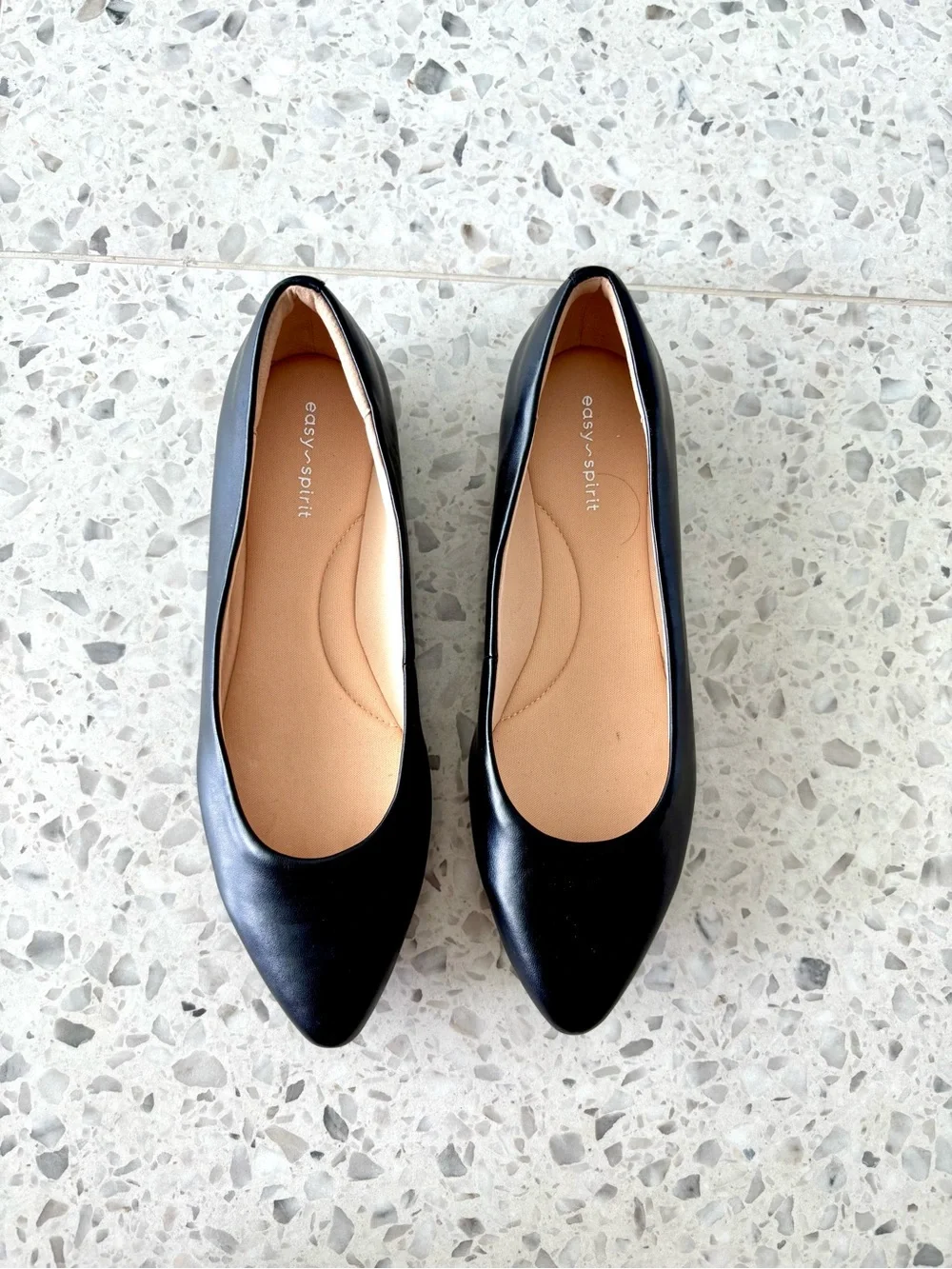 Easy Spirit Black Pointed-Toe Slip-On Flats